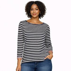 Talbots Black & White Striped Long Sleeve Tee | Classic Top | Size M